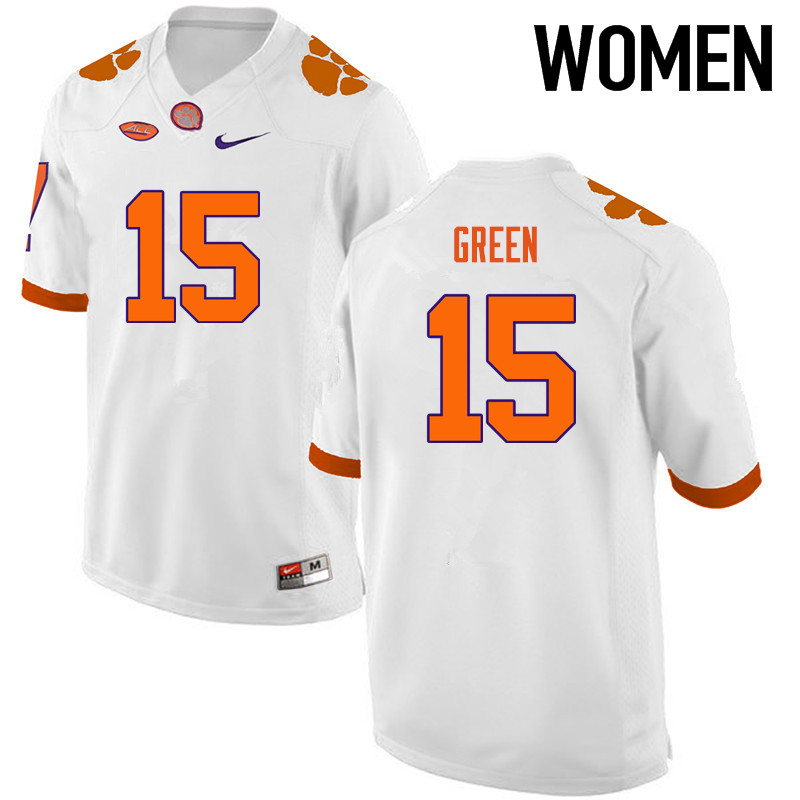 Women Clemson Tigers #15 T.J. Green College Football Jerseys-White - Click Image to Close